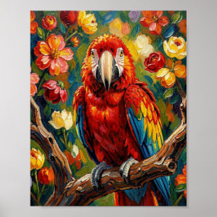 Pretty Impasto Macaw Parrot Bird Art Poster