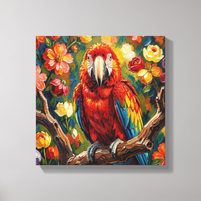 Pretty Impasto Macaw Parrot  Canvas Print (Front)