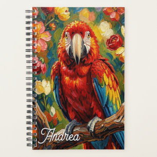 Pretty Impasto Macaw Parrot Personalized Planner