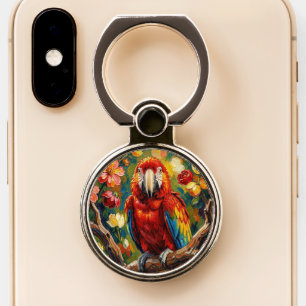 Pretty Impasto Macaw Parrot Phone Ring Stand