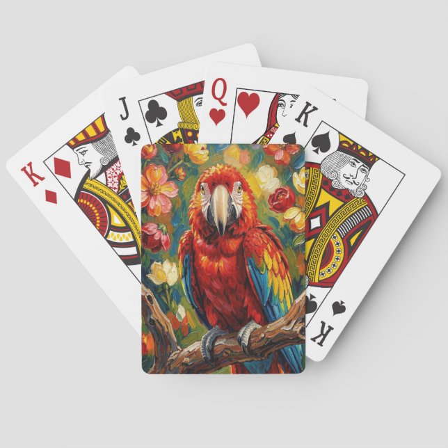 Pretty Impasto Macaw Parrot  Poker Cards (Back)