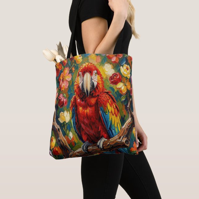 Pretty Impasto Macaw Parrot  Tote Bag (Close Up)