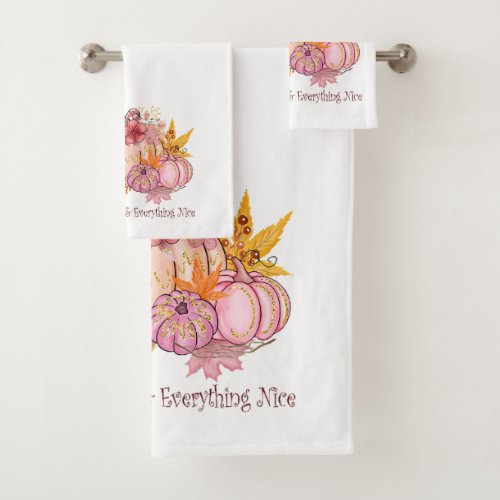 Pretty in Autumn Pink Whimsy  Spice Bath Towel Set