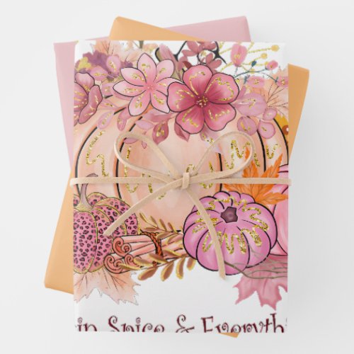 Pretty in Autumn Pink Whimsy  Spice Wrapping Paper Sheets