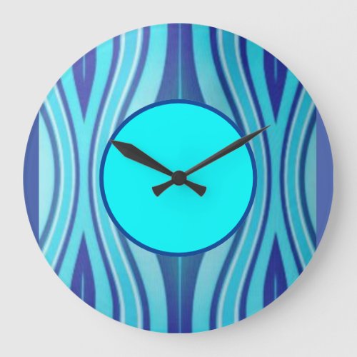 Pretty in Blue Abstract Non Personalized Swirls Large Clock
