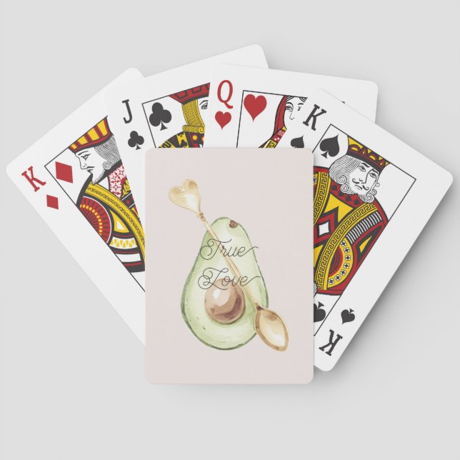 Pretty in Blush Pink Avocado Heart Spoon Poker Cards (Back)