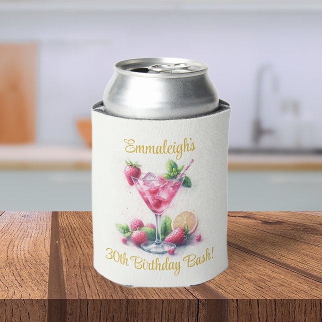 Pretty in Pink 30th Birthday Celebration Can Cooler (Creator Uploaded)