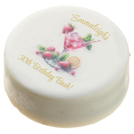 Pretty in Pink 30th Birthday Celebration Chocolate Covered Oreo (Angled)