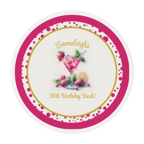 Pretty in Pink 30th Birthday Celebration Edible Frosting Rounds