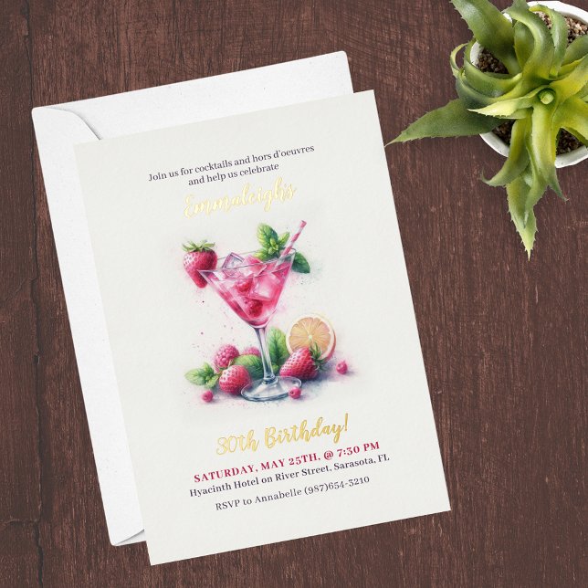 Pretty in Pink 30th Birthday Celebration Foil Invitation (Creator Uploaded)