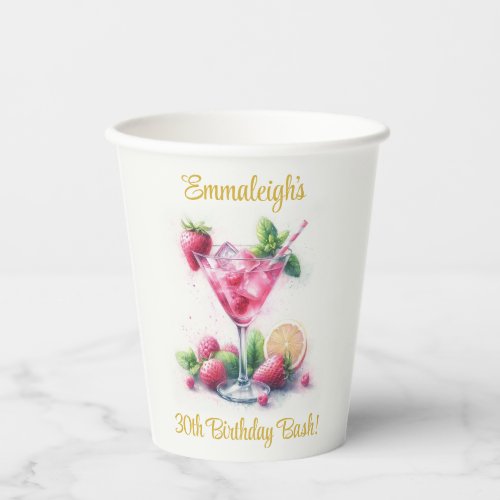 Pretty in Pink 30th Birthday Celebration Paper Cups