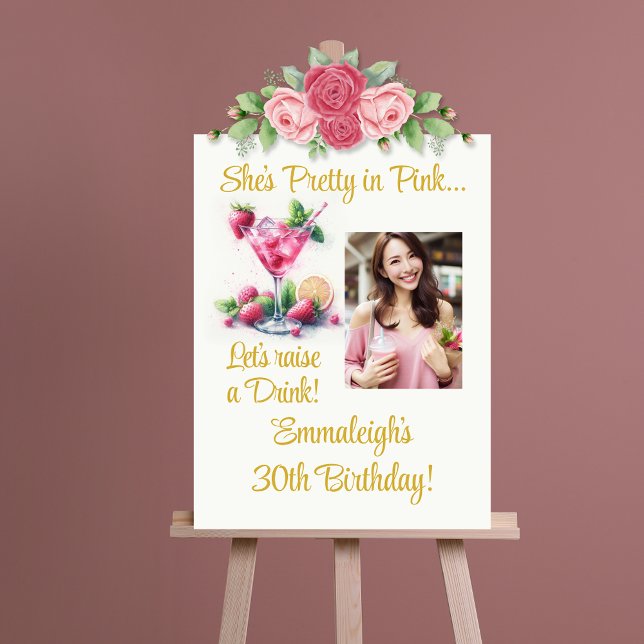 Pretty in Pink 30th Birthday Celebration Welcome Foam Board (Creator Uploaded)