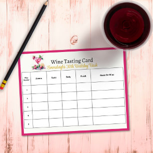 Pretty in Pink 30th Birthday Party Guess the Wine Notepad