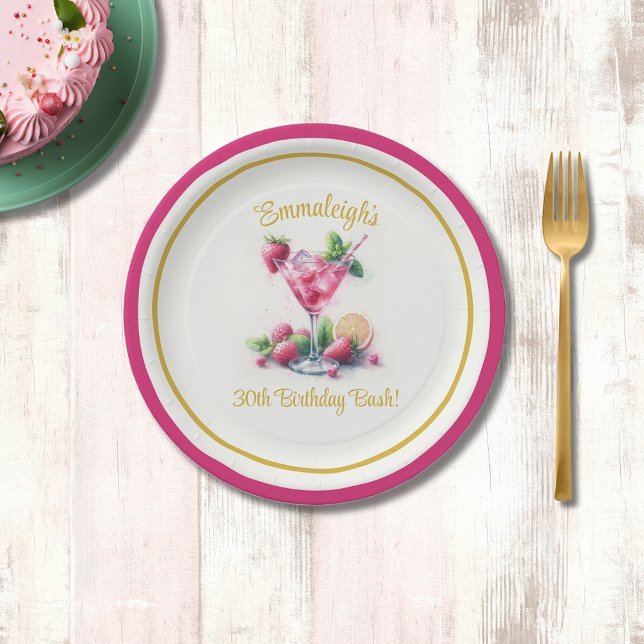 Pretty in Pink 30th Birthday Vibrant Celebration Paper Plates (Creator Uploaded)