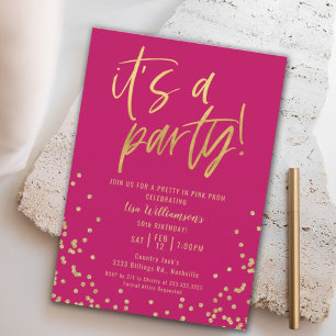Pretty in Pink 50th Birthday Party Invitation