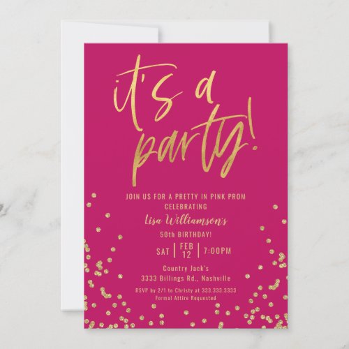 Pretty in Pink 50th Birthday Party Invitation