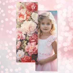 Pretty In Pink Add Photo Double Sided Floral Bookmarks