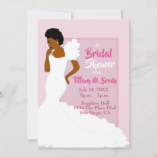 Pretty in Pink African American Bridal Shower Invitation