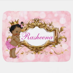 Pretty in Pink African Princess Pink & Gold Baby Blanket