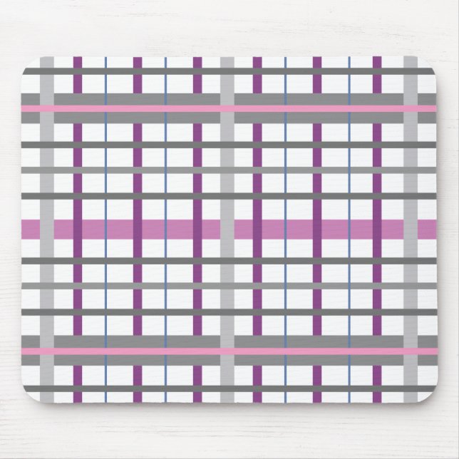 Pretty In Pink and Gray Plaid Mouse Pad (Front)