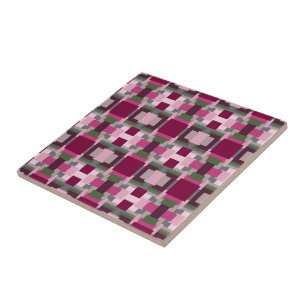Pretty In Pink And Green Color Block Ceramic Tile