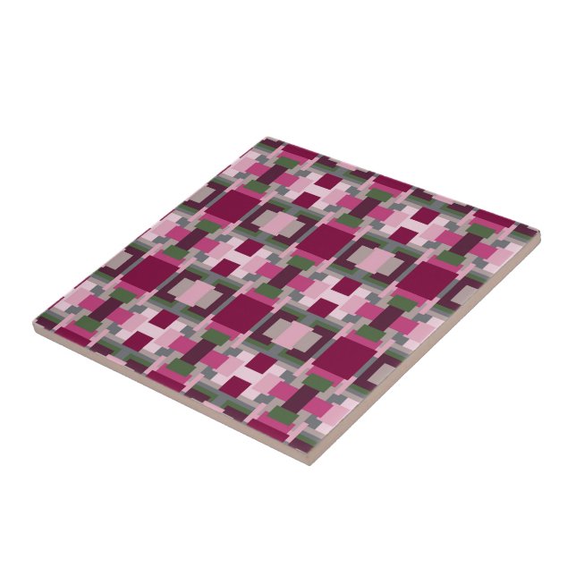 Pretty In Pink And Green Color Block  Ceramic Tile (Side)