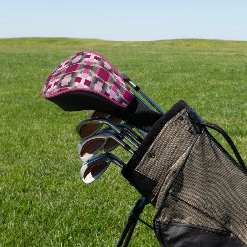 Pretty In Pink And Green Color Block  Golf Head Cover