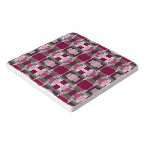 Pretty In Pink And Green Color Block  Trivet