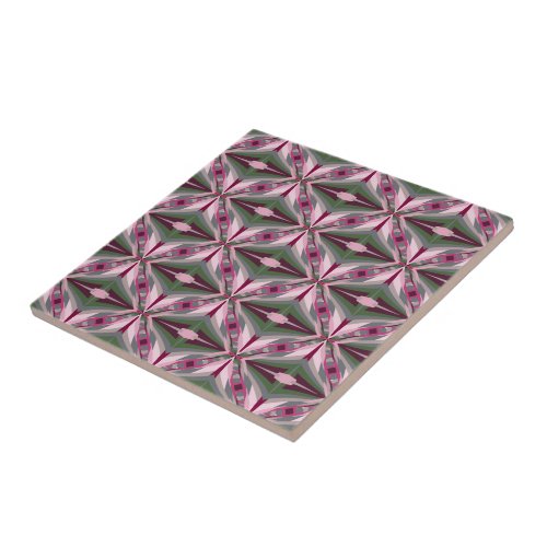 Pretty In Pink And Green Stretched Color Block  Ceramic Tile