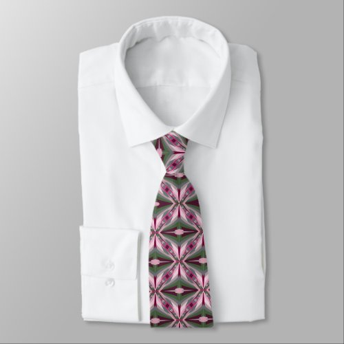 Pretty In Pink And Green Stretched Color Block  Neck Tie