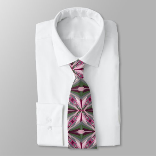 Pretty In Pink And Green Stretched Color Block Neck Tie