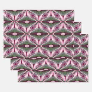 Pretty In Pink And Green Stretched Color Block Wrapping Paper Sheets