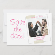 Pretty in Pink and White Photo Style Save the Date Invitation