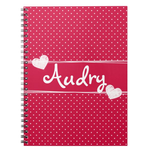 Pretty in pink and white polka dots valentine notebook (Front)