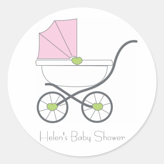 Pretty in pink baby shower favor stickers (Front)
