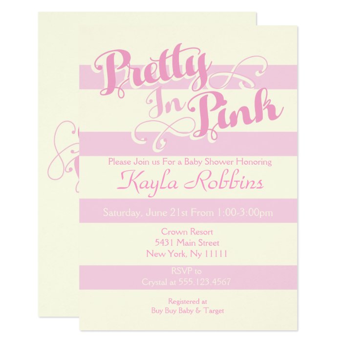 pretty in pink baby shower invitations