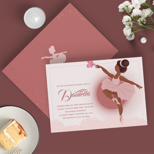 Pretty in Pink Ballerina Baby Girl Birthday Party Invitation