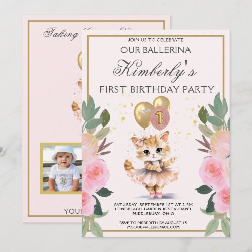 Pretty in Pink Ballerina Girl First Birthday 