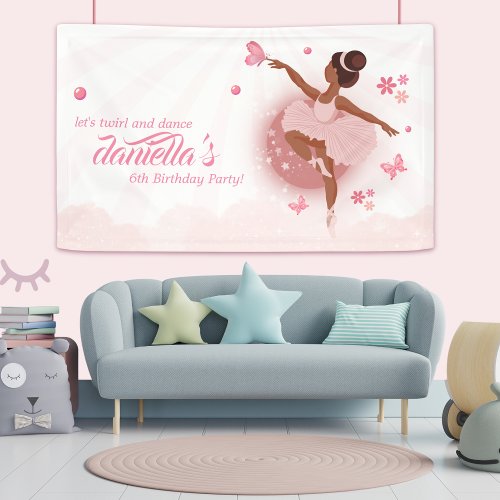 Pretty in Pink Ballerina Girls Birthday Party Banner