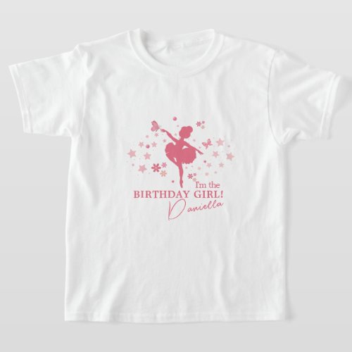Pretty in Pink Ballerina Girls Birthday Party T_Shirt