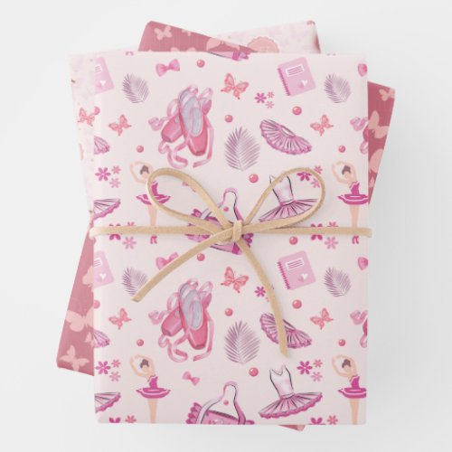 Pretty in Pink Ballerina Girls Birthday Party  Wrapping Paper Sheets
