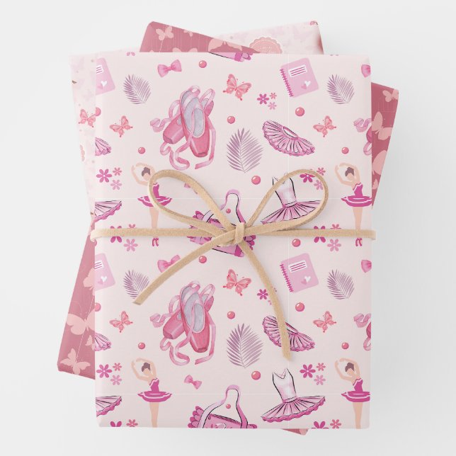 Pretty in Pink Ballerina Girl's Birthday Party  Wrapping Paper Sheets (In situ)
