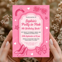 Pretty in Pink Birthday Party for Girls Invitation