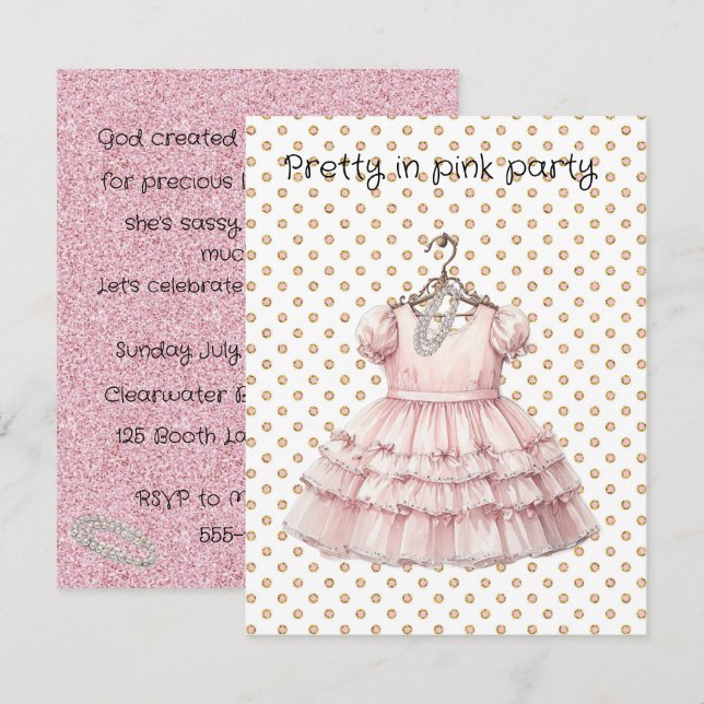 Pretty in Pink Birthday Party Invitation (Front/Back)