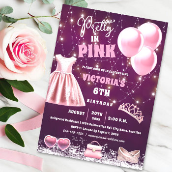 Pretty In Pink Birthday Party Invitation by SocialiteDesigns at Zazzle