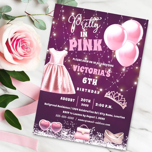 Pretty in Pink Birthday Party Invitation