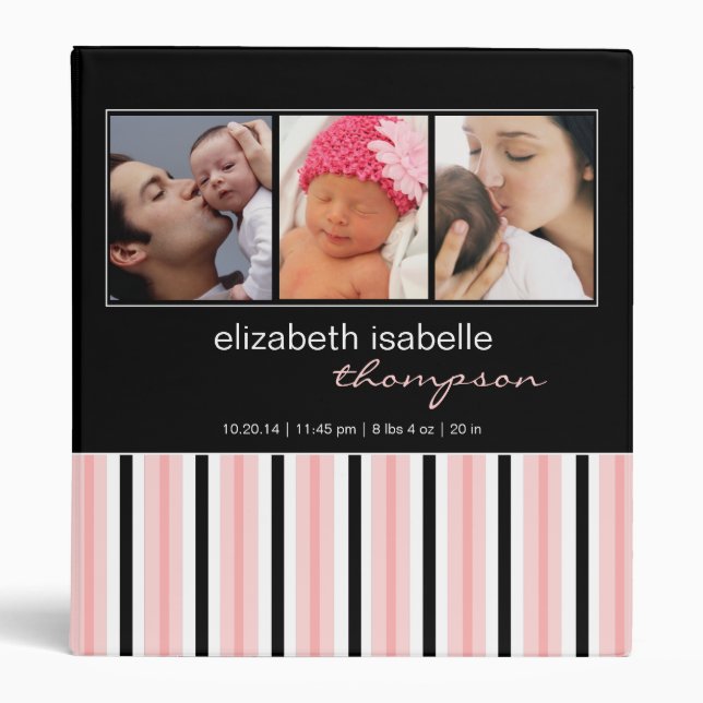 Pretty in Pink & Black Baby Girl Photo Binder (Front)