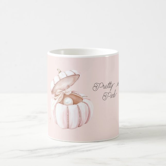 Pretty in Pink Bow Pumpkin Pearl Coffee Mug (Center)