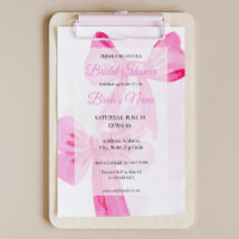 Pretty in Pink Bow Ribbon Bridal Shower Invitation