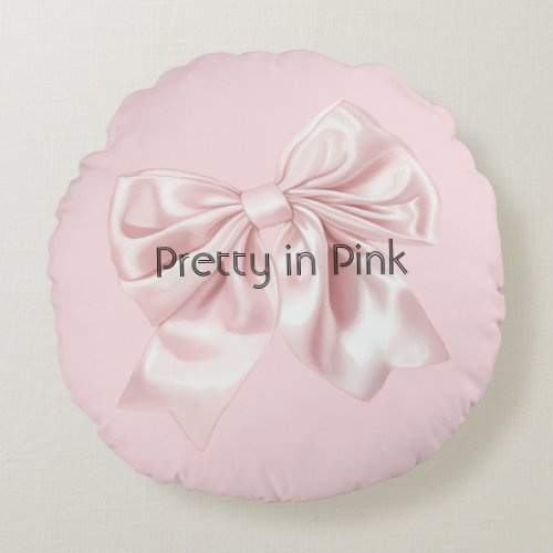 Pretty in Pink Bow Round Pillow